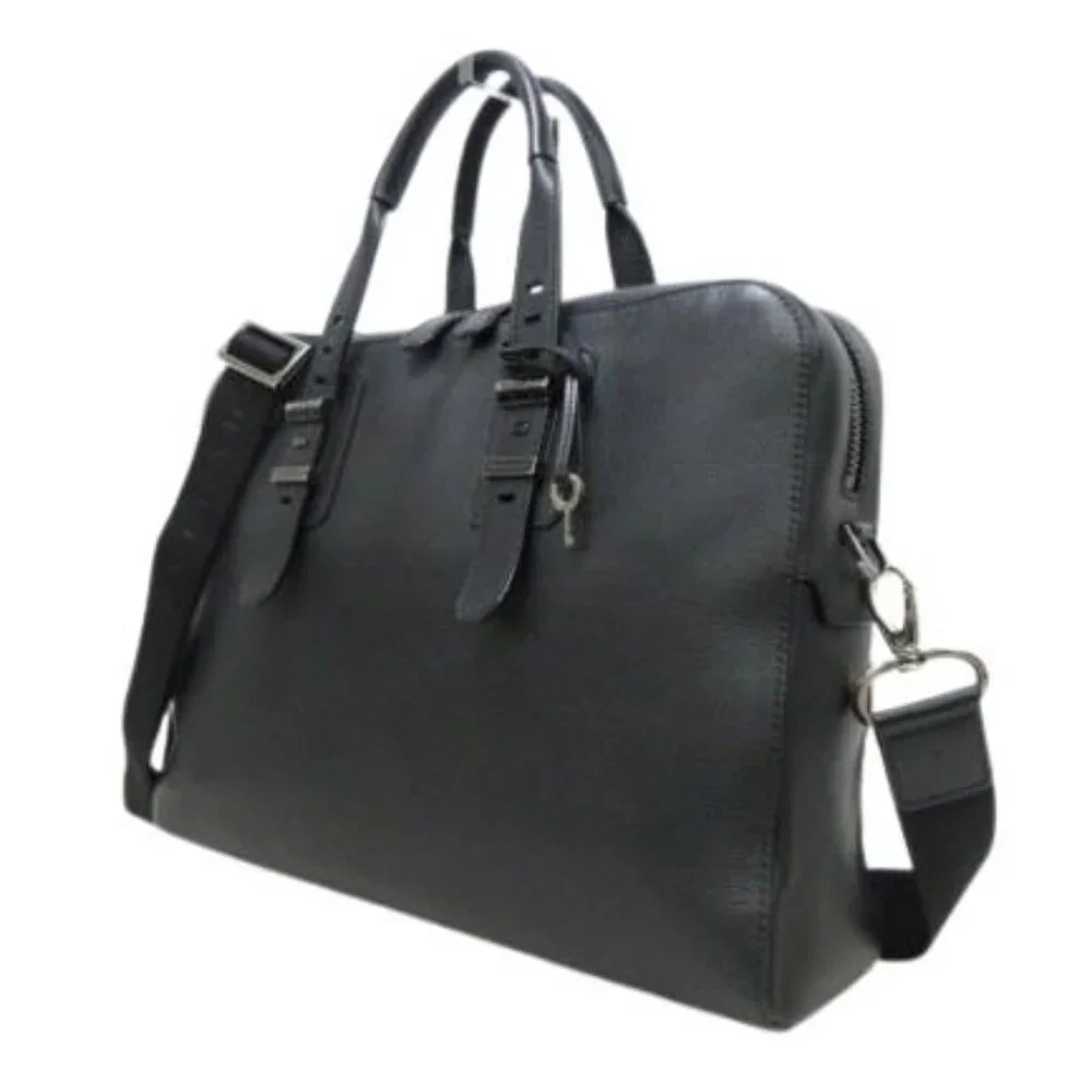 Bvlgari Briefcase Bvlgari Bvckle Business Bag Black Leather Men